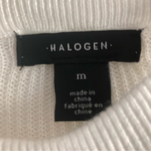 Halogen NWOT Sweater Cut Out Shoulder Cream Medium - Picture 8 of 8